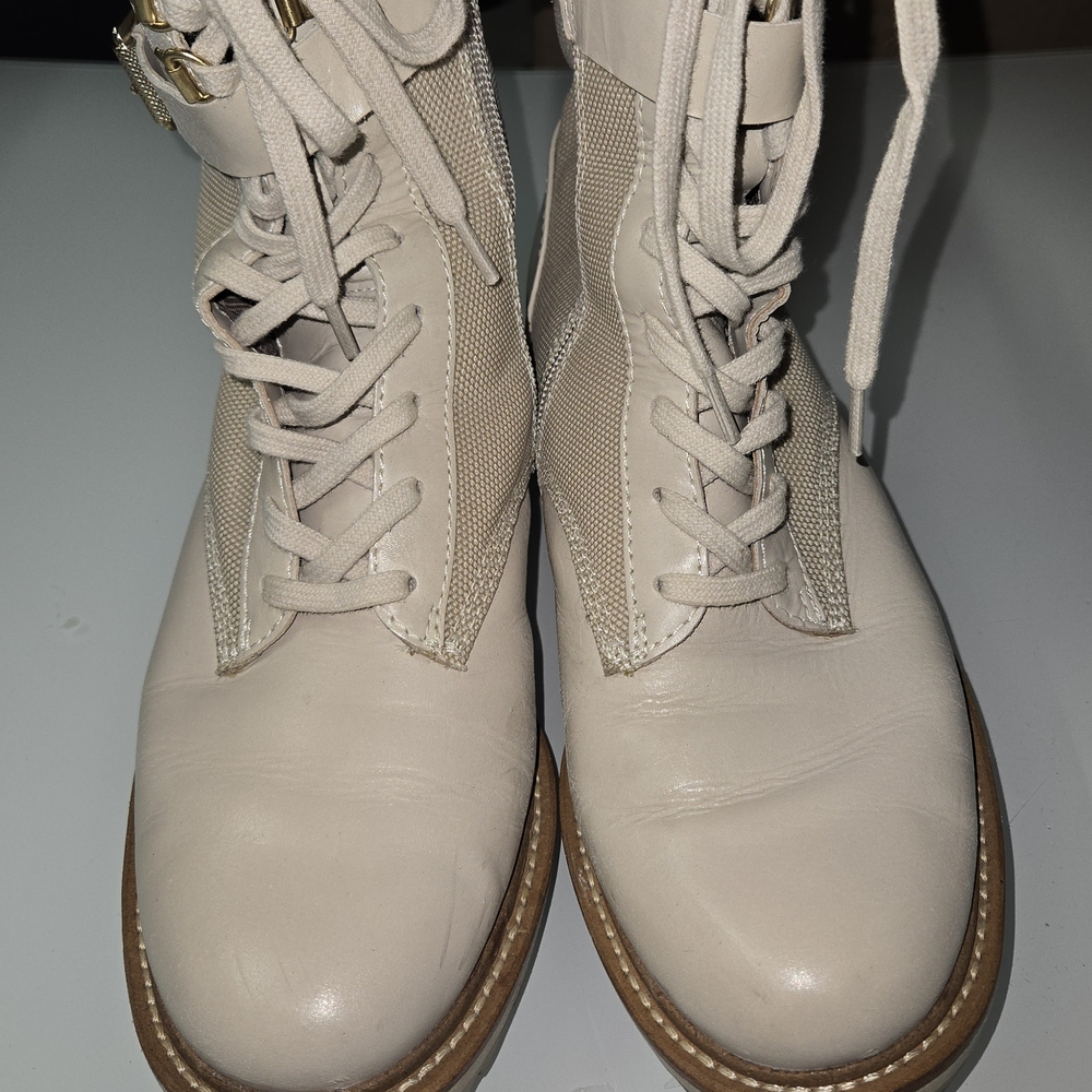 ANTONIO MELANI Off-White Lace-Up Boots